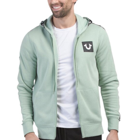 True Religion Mens Logo Tape Sweatsuit Size XL Fleece Tracksuit Frosty Green NWT - Picture 6 of 9